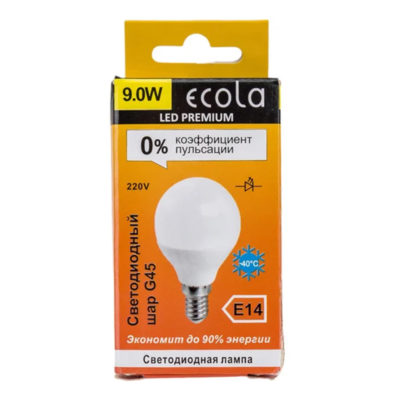 Лампа светд. K4QW90ELC LED9.0W G45 E14 2700K globe 82*45