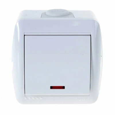 Выключатель 1ОП белый с подсветкой Nata Lezard (10/120)