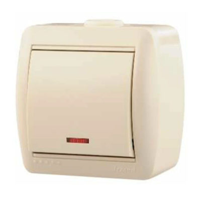 Выключатель 1ОП кремовый проходной с подсветкой Nata Lezard (10/120)