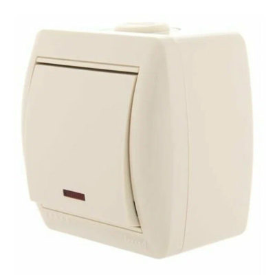 Выключатель 1ОП кремовый с подсветкой Nata Lezard (10/120)