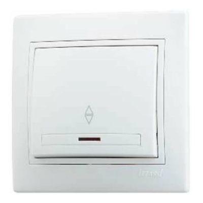 Выключатель 1СП белый проходной с подсветкой Mira Lezard (10/120)