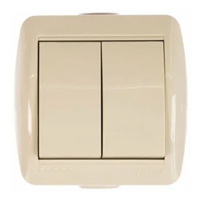 Выключатель 2ОП кремовый Nata Lezard (10/120)
