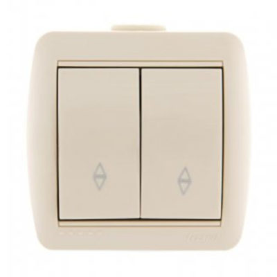 Выключатель 2ОП кремовый проходной Nata Lezard (10/120)