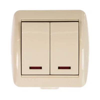 Выключатель 2ОП кремовый с подсветкой Nata Lezard (10/120)