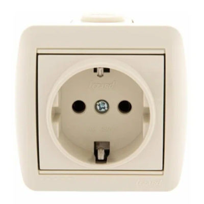 Розетка 1ОП б/з кремовая керамика Nata Lezard (10/120)