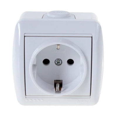 Розетка 1ОП с/з белая керамика Nata Lezard (10/120)