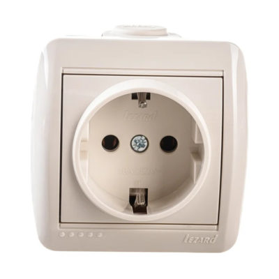 Розетка 1ОП с/з кремовая керамика Nata Lezard (10/120)
