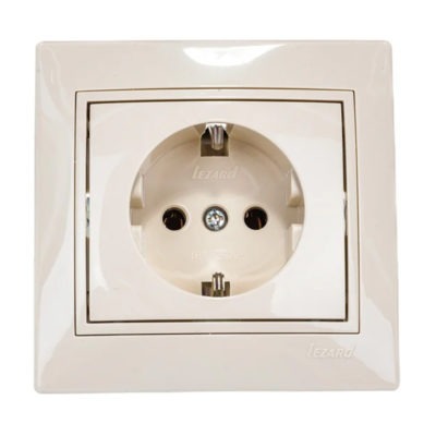 Розетка 1СП б/з кремовая керамика Mira Lezard (10/120)