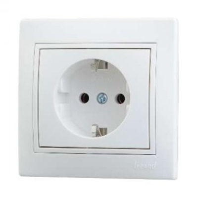 Розетка 1СП с/з белая керамика Mira Lezard (10/120)