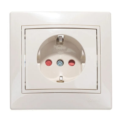 Розетка 1СП с/з кремовая с защитой от детей керамика Mira Lezard (10/120)