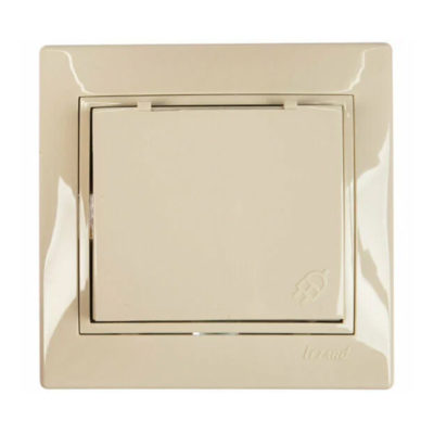 Розетка 1СП с/з кремовая с крышкой керамика Mira Lezard (10/120)