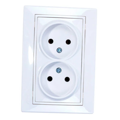 Розетка 2СП б/з белая керамика Mira Lezard (10/120)