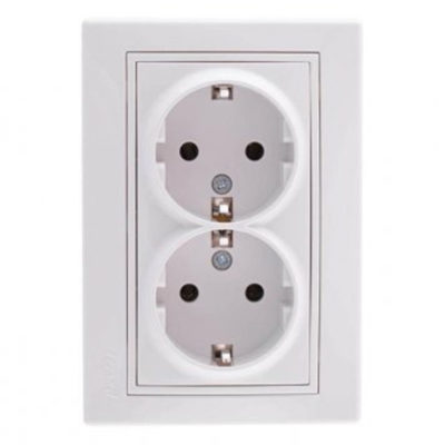 Розетка 2СП с/з белая керамика Mira Lezard (10/120)
