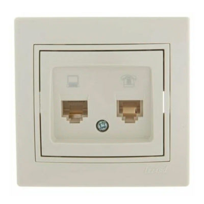 Розетка CAT5e + TF кремовая Mira Lezard (10/120)
