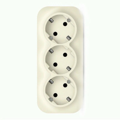 Розетка 3ОП с/з слоновая кость IONICH (ivory) (еврослот) UNIVersal