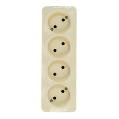 Розетка 4ОП б/з слоновая кость IONICH (ivory) (еврослот) UNIVersal