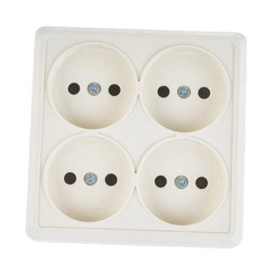 Розетка 4ОП б/з слоновая кость квадрат IONICH UNIVersal
