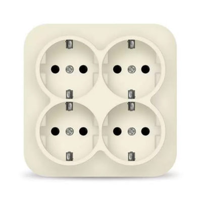 Розетка 4ОП с/з слоновая кость квадрат IONICH UNIVersal