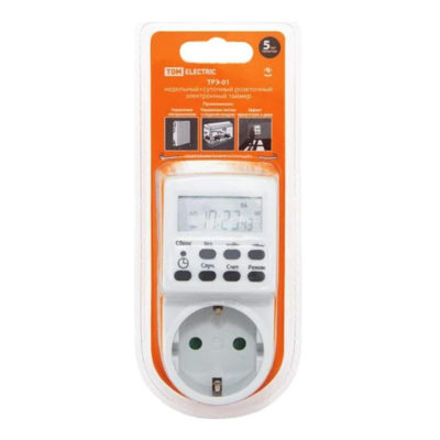 Таймер розеточный электронный 1 мин/7 дн. 16 А