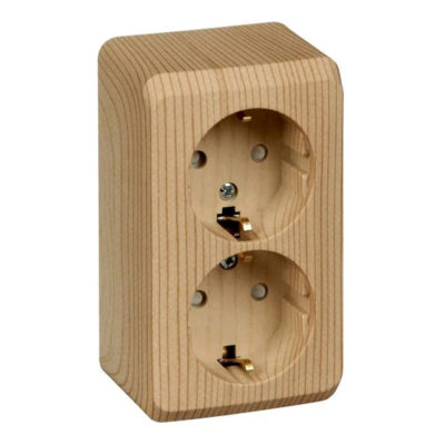 Розетка 2ОП с/з сосна со шторками Этюд Schneider Electric