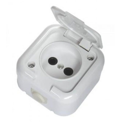 Розетка герметичная 1 ОП с/з белая БЕЛТИЗ