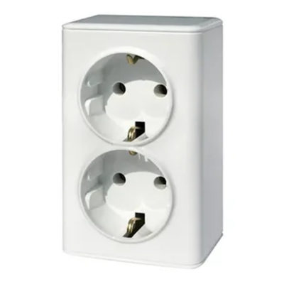 Розетка герметичная  2Оп с/з белая