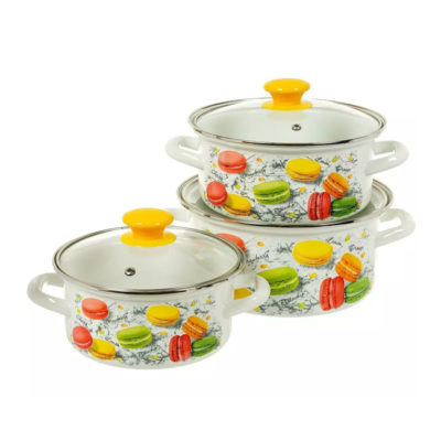 Набор эмалированной посуды "ЦВЕТНОЕ ПЕЧЕНЬЕ" 3 предм.