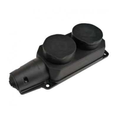 Розетка каучук 2ОП с/з с крышкой 2Р+РЕ 16А