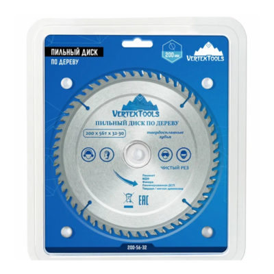 Пильный диск по дереву 200*56Т*32/30 VERTEXTOOLS