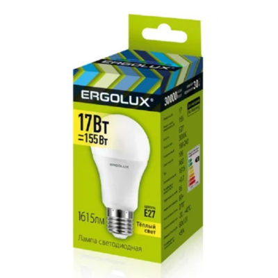 Ergolux LED-A60-17W-E27-3K Лампа светодиодная Е27 17W 3000K ЛОН