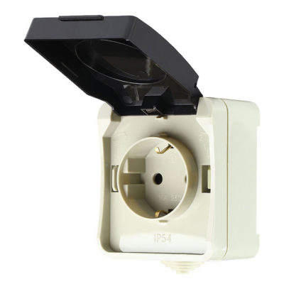 Розетка САТУРН 1ОП с/з 16А с крышкой