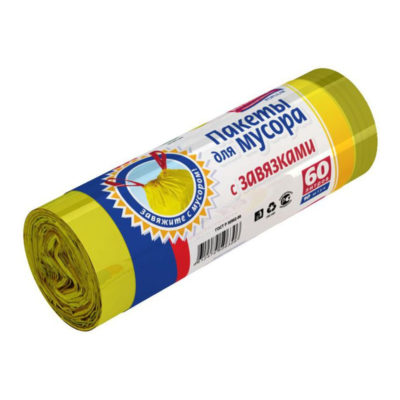 Мешки для мусора 60л с завязками (10шт)