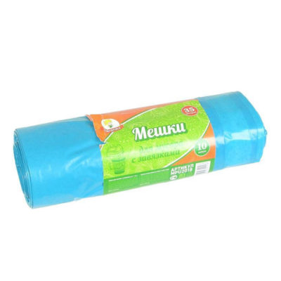 Пакеты для мусора 35л. 10шт. 30 мкм с завязками Умничка