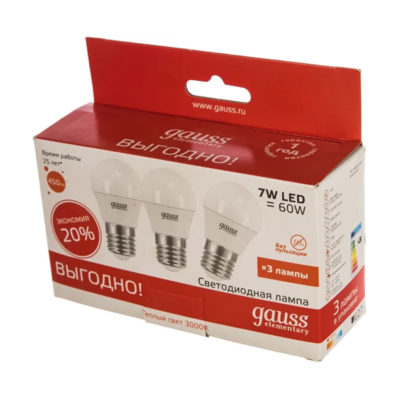 Лампа Gauss Elementary A60 7W E27 2700K