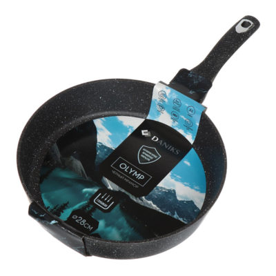 Сковорода Олимп  МРАМОР черный 260мм антиприг. мрамор. покр. без крышки