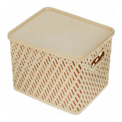 КОРЗИНА ДЛЯ ХРАНЕНИЯ С КРЫШКОЙ ПЛЕТЕНАЯ КОРИЧНЕВАЯ