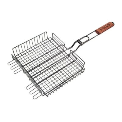 РЕШЕТКА ГРИЛЬ 31*24*5 СМ АНТИПРИГ. ДЕРЕВ.РУЧКА ECOS