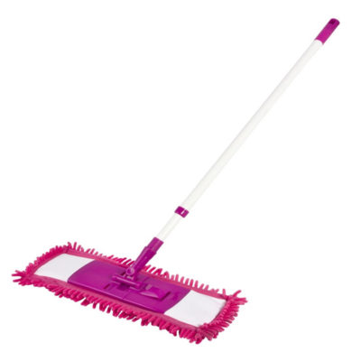 Швабра плоская прямоугол.40*12мм (полотно микрофибра) черен. 130мм телеск. оранжевая