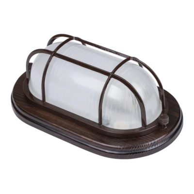 Светильник пылевлагозащ. 60 Вт венге овал с решеткой