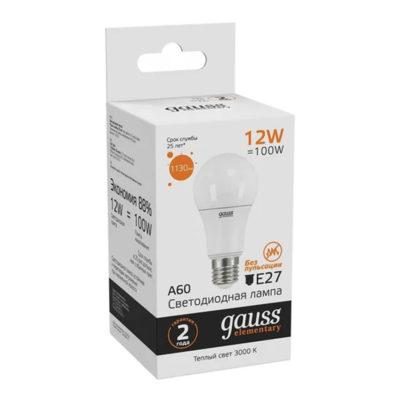 Лампа Gauss Elementary A60 12W 3000K E27