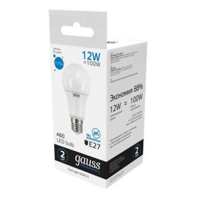 Лампа Gauss Elementary A60 12W 6500K E27
