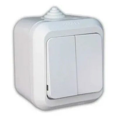 Выключатель белый 2 клав. IP44 Makel