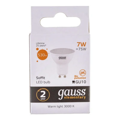 Лампа Gauss LED Elementary MR16 GU10 7W 3000K