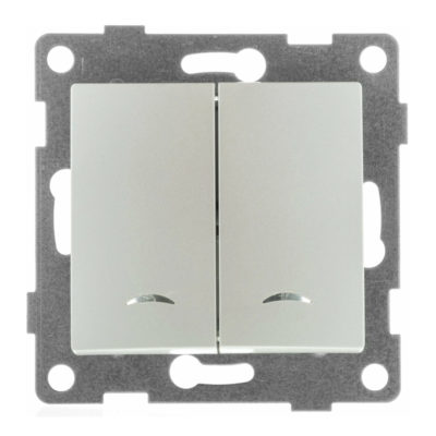 Механизм выключателя с/у 2 кл.с индикацией 10А серебро Ugra GUSI