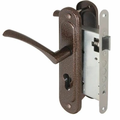 Корпус врезного замка с ручками на планке KIT A-5555/3 W/B MOS