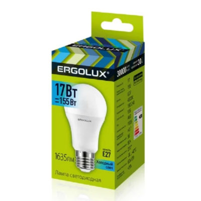 Ergolux LED-A60-17W-E27-4K Лампа светодиод. ЛОН 17 Вт