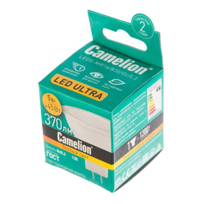 Camelion LED5-MR16/830/GU5.3 Лампа светодиод. 5Вт 12В