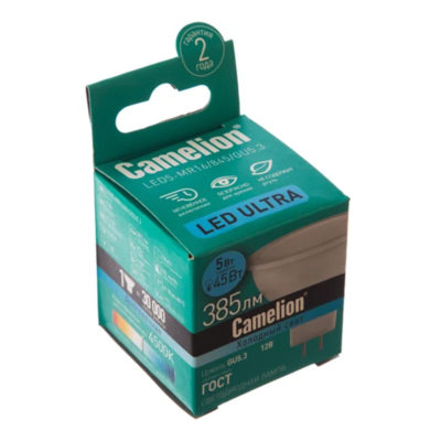 Camelion LED5-MR16/845/GU5.3 Лампа светодиод. 5Вт 12В