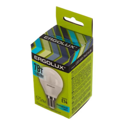 Ergolux LED-G45-7W-E14-4K Лампа светодиод. Шар 7Вт