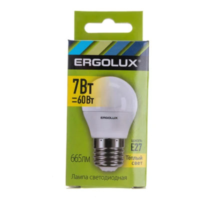 Ergolux LED-G45-7W-E27-3K Лампа светодиод. Шар 7Вт